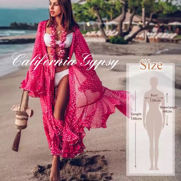 Chiffon Ruffle Coverup Duster Kimonos - Picture 13 of 13